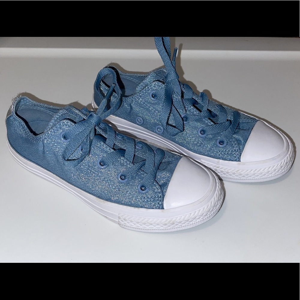 Blue sparkly girls converse size 13